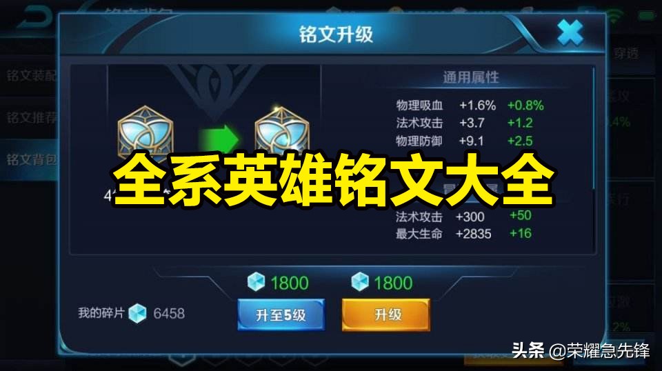 王者荣耀新铭文系统满级铭文,王者荣耀中所有五级铭文介绍