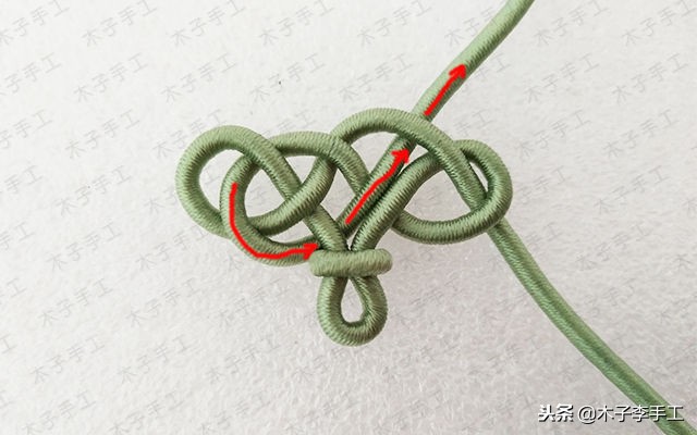 最新编绳带结花项链教程,项链绳中间花结教程