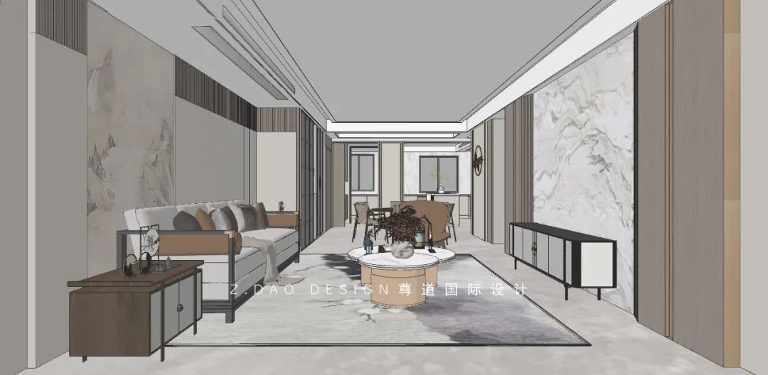 合肥177㎡「高速静安·春晖里」现代中式雅宅，演绎中式对称美学