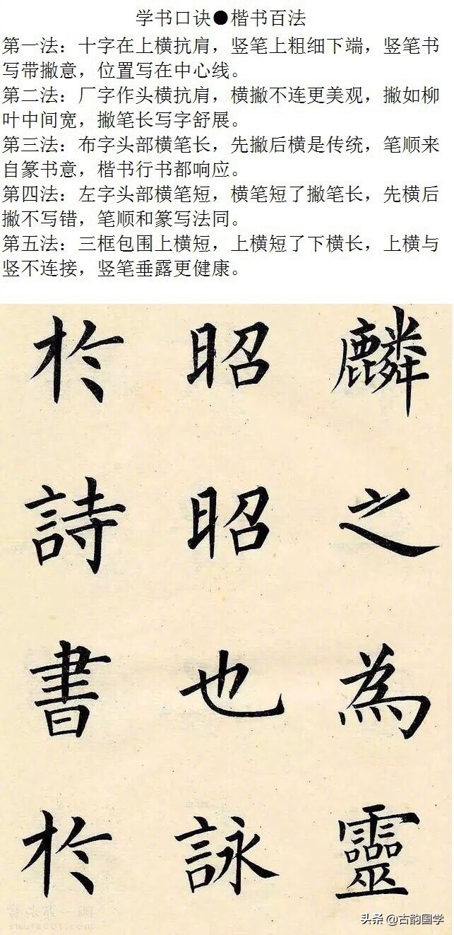 硬笔楷书结构口诀100条图解,楷书间架结构口诀100例