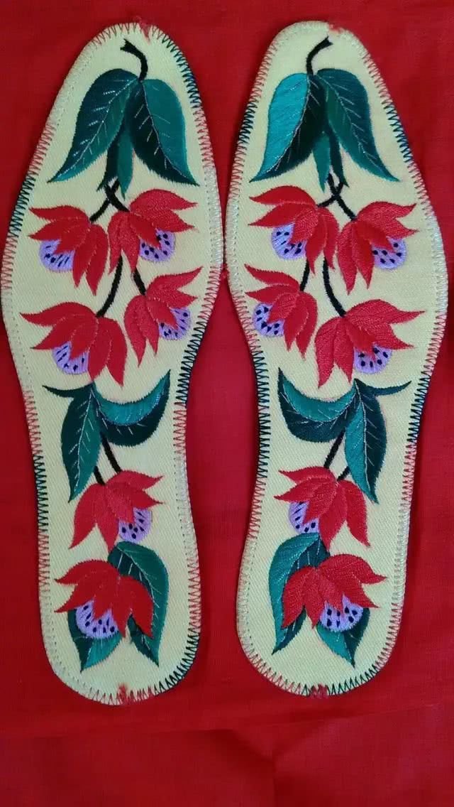 老式鞋垫60后的图案,46码刺绣鞋垫成品