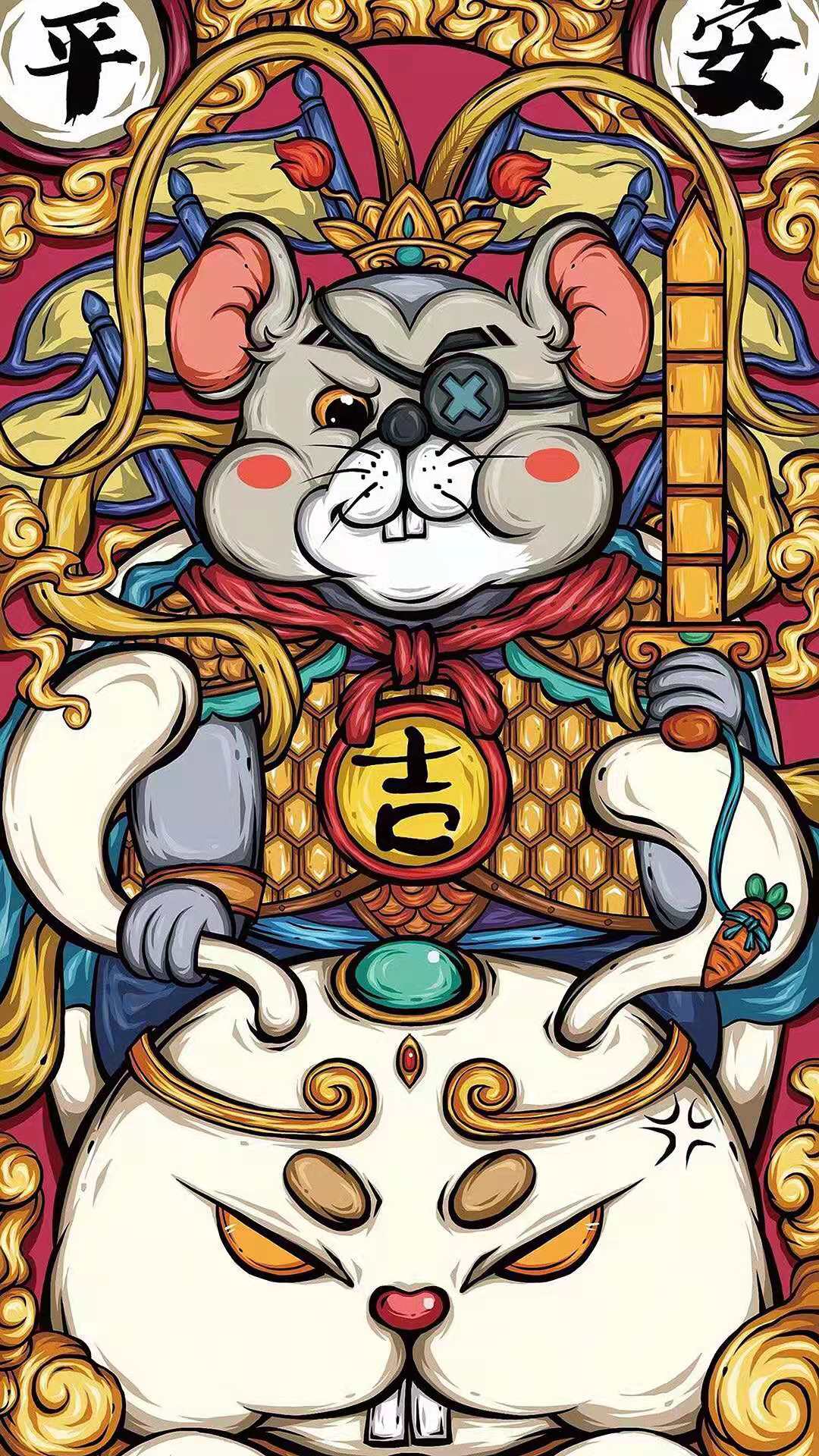 中国风插画和国潮风插画教程,尝试了一下国潮古风写实老虎插画