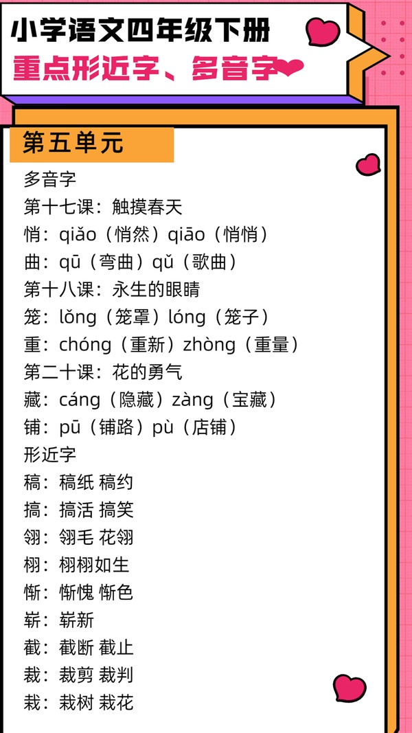 四年级语文下册多音字汇总人教版,四年级下册语文多音字形近字归类