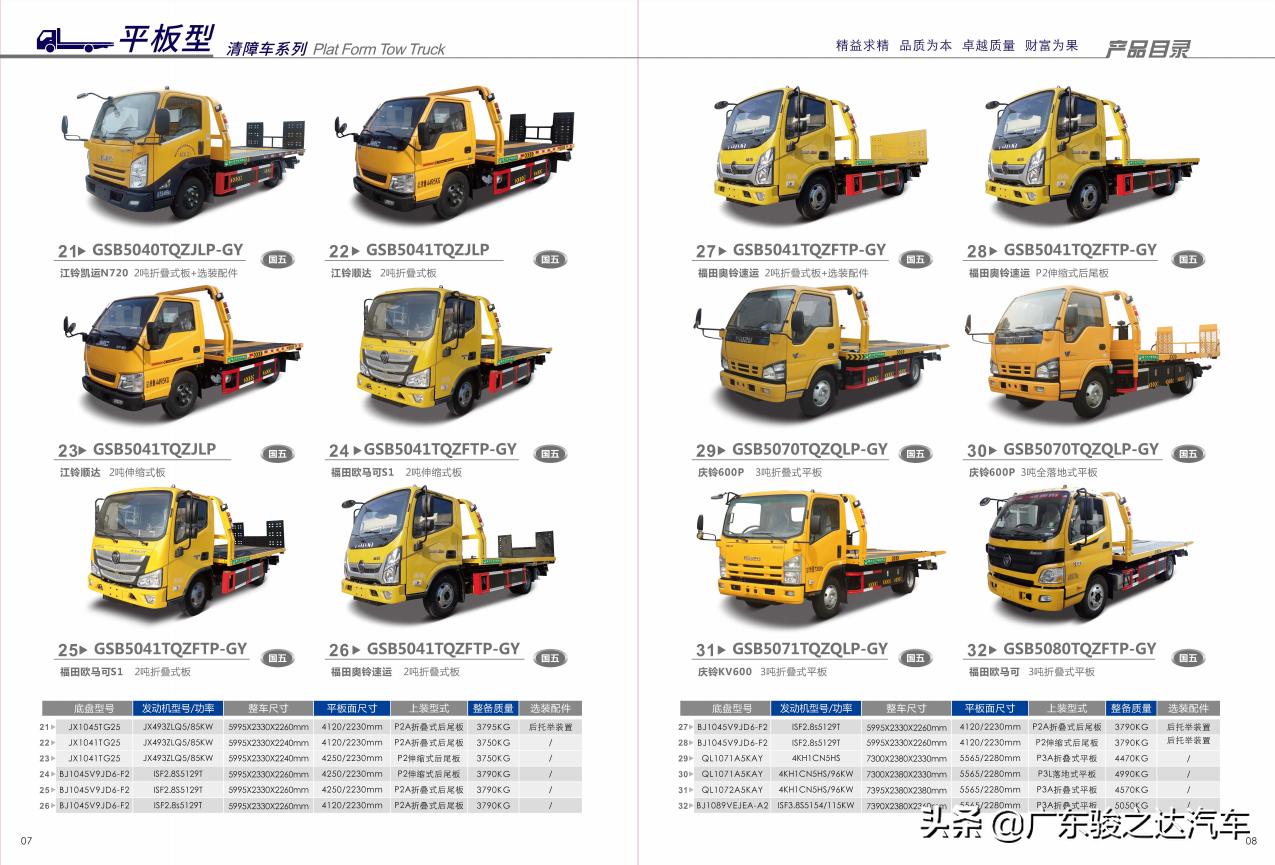 蓝牌平板清障车价钱,选购指南一拖二平板清障车费用