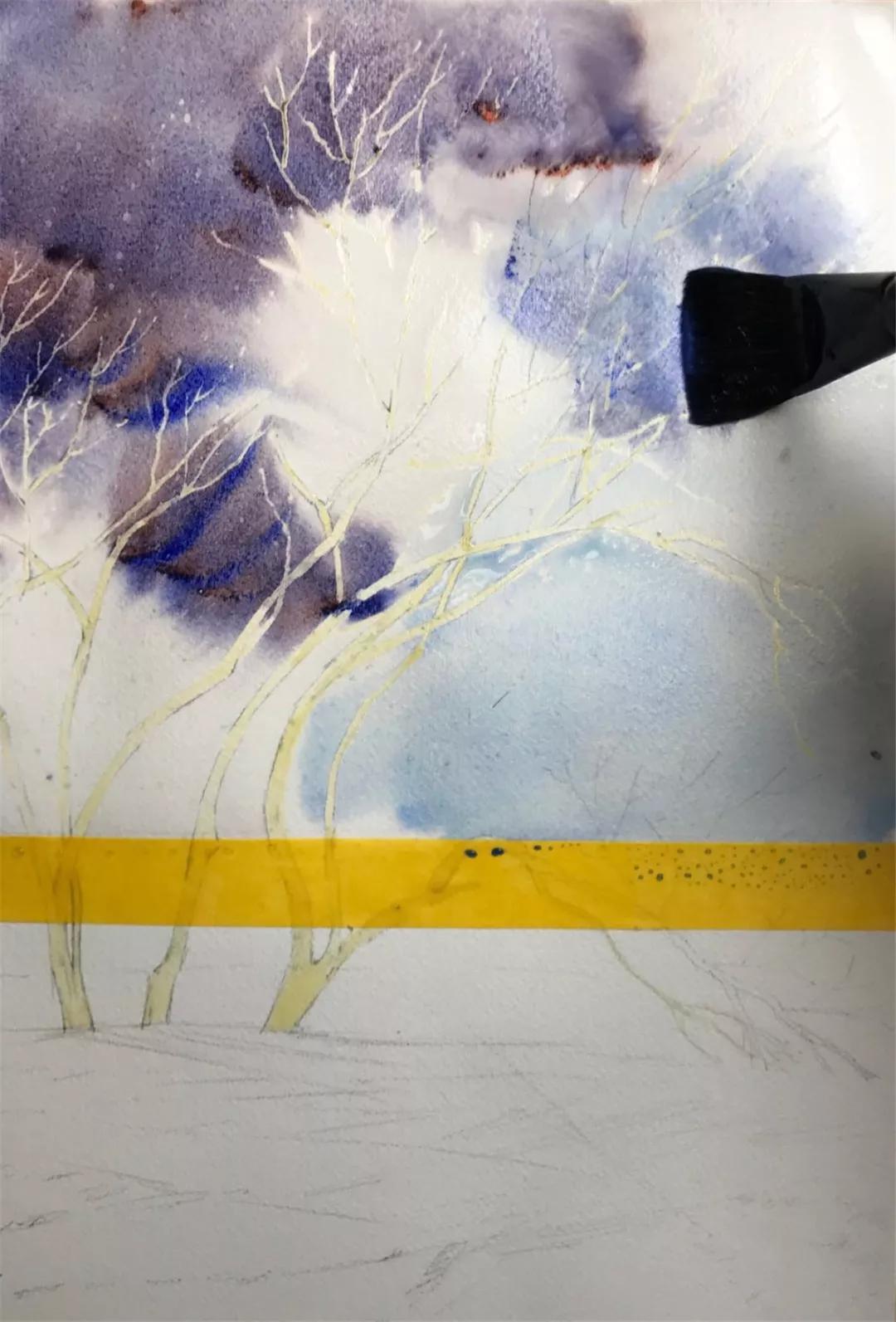 100幅风景写生水粉画教程,如何画雪景图水彩画教程