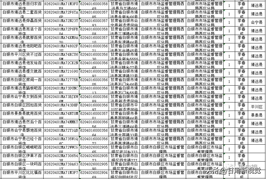 白银264户个体户涉嫌提交虚假材料拟撤销注册登记