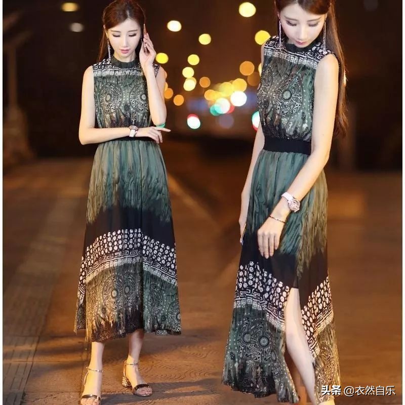 雪纺连衣裙时尚减龄穿上超迷人,长款雪纺连衣裙气质高级感轻奢