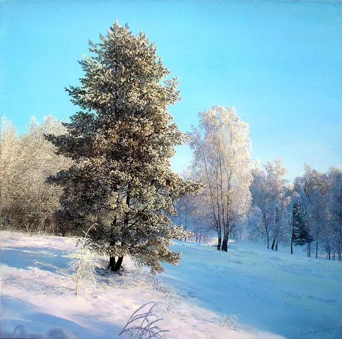 俄罗斯艺术家AydemirSaidov的人体绘画,花间的美丽少女