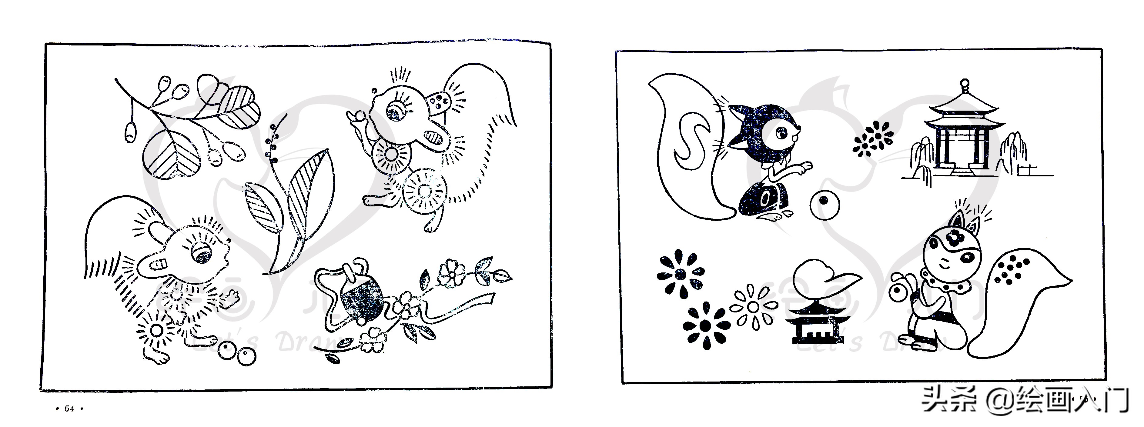 简笔画分享图片,简笔画刺绣可爱小图案