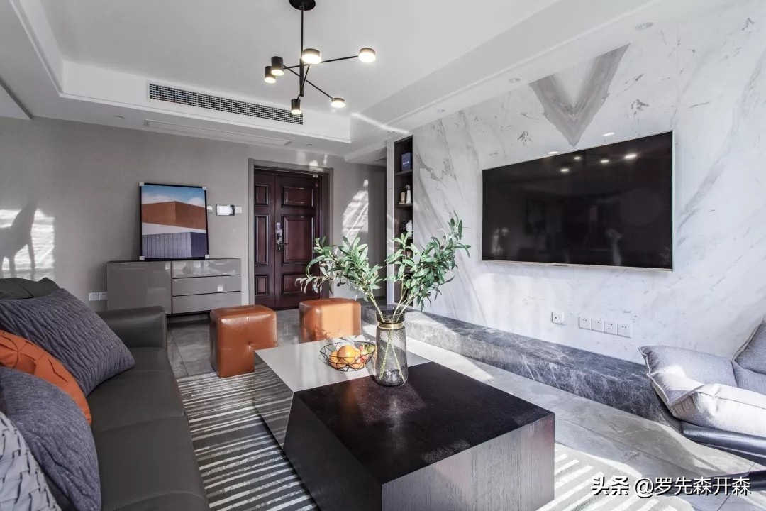 150平米爱马仕风格装修,高级灰爱马仕橙窗帘轻奢装修视频