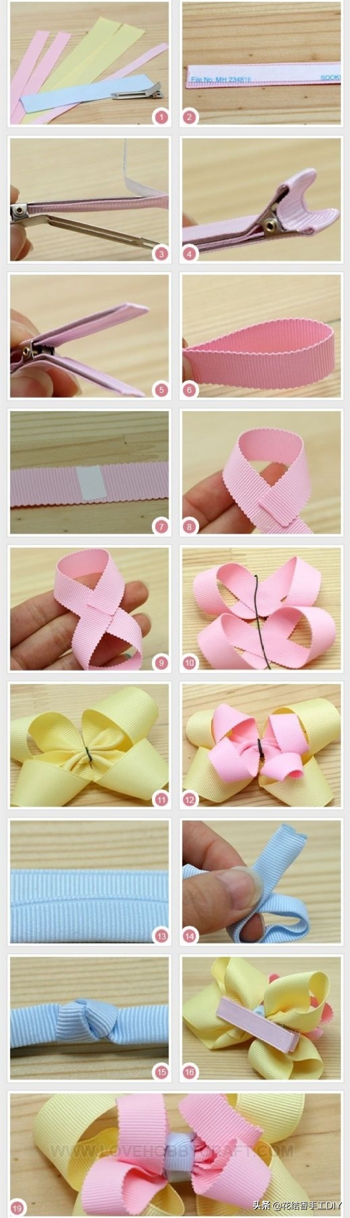 布艺发饰三层蝴蝶结发夹鸭嘴夹,手工制作蝴蝶结发饰教程