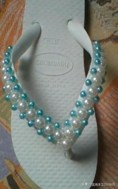 复古人字凉鞋串珠,手工串珠编织拖鞋