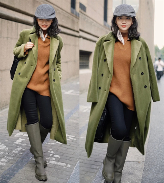 说实在，三木这件绿色泰迪有点大，这种衣服要合身才漂亮