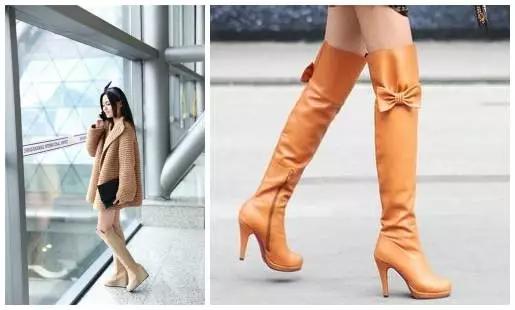 烟灰色牛仔裤怎么搭过膝靴,小香风皮毛外套搭配牛仔裤过膝靴