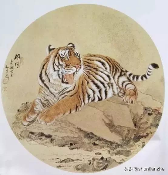 工笔老虎技法教学视频,工笔老虎胸毛的撕毛法