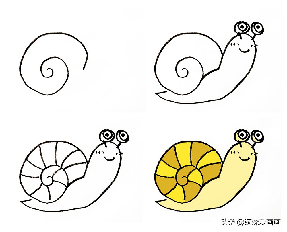 蜗牛生活在什么地方简笔画,蜗牛的简笔画大全简单又漂亮