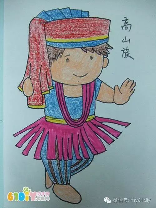 彩色少数民族儿童简笔画图片大全,五十六个民族简笔画卡通