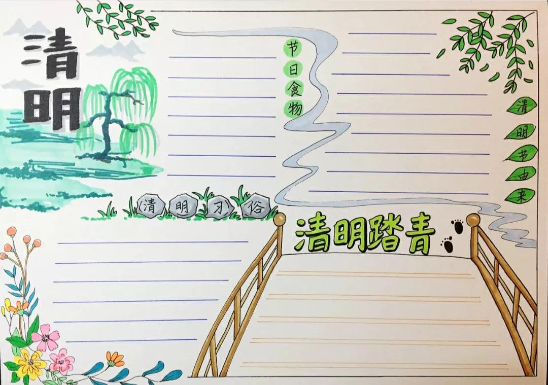 清明节小学生手抄报模板全集,清明节手抄报模板小学生专用空白