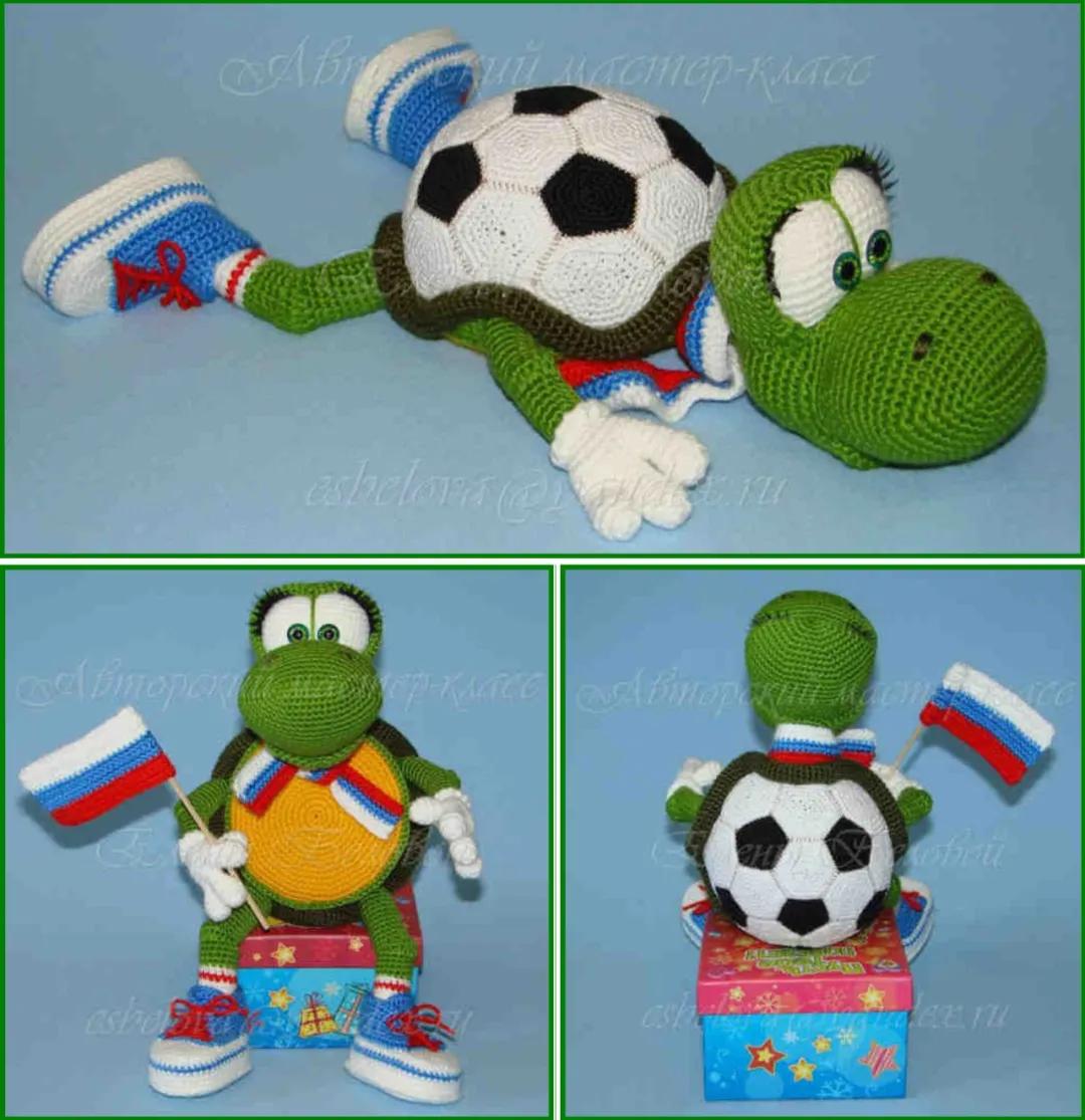 世界杯吉祥物足球钩织教程,钩针迷你足球图解