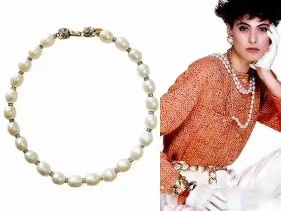 VintageChanel中古琉璃饰品,中古香奈儿双c项链