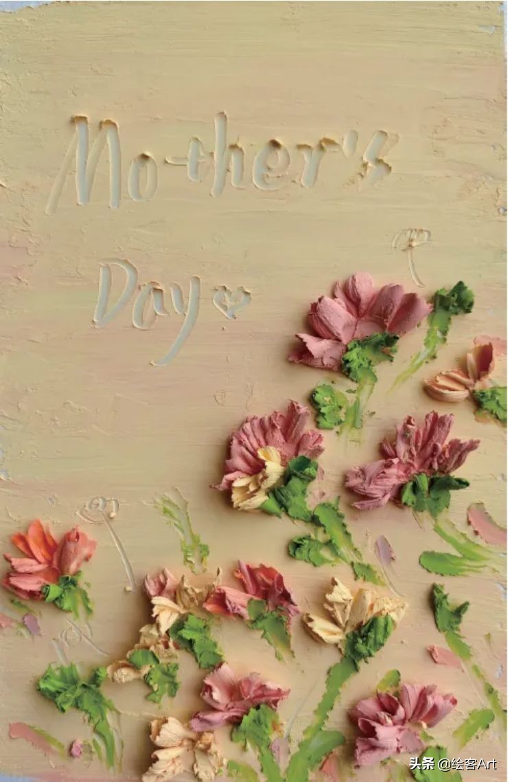 用油画棒画关于母亲节的绘画,用油画棒来画立体康乃馨