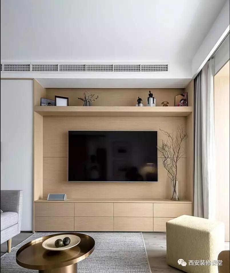 简单电视墙加柜子,沙发墙隔板