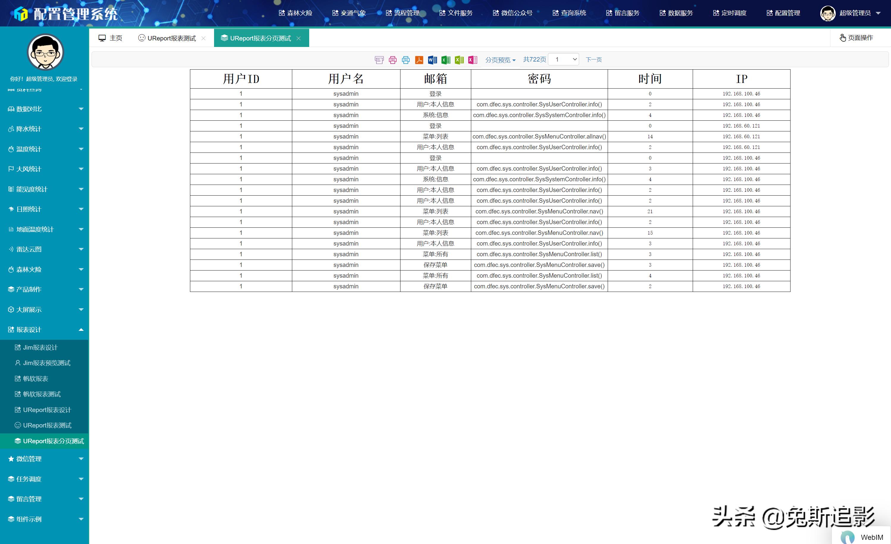 finereport决策报表模板,系统集成配置管理审计