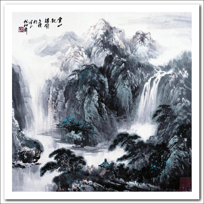 溪山山水画作品,郭金标高清山水画