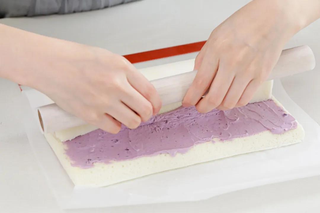 紫薯天使蛋糕,紫薯爱心蛋糕卷