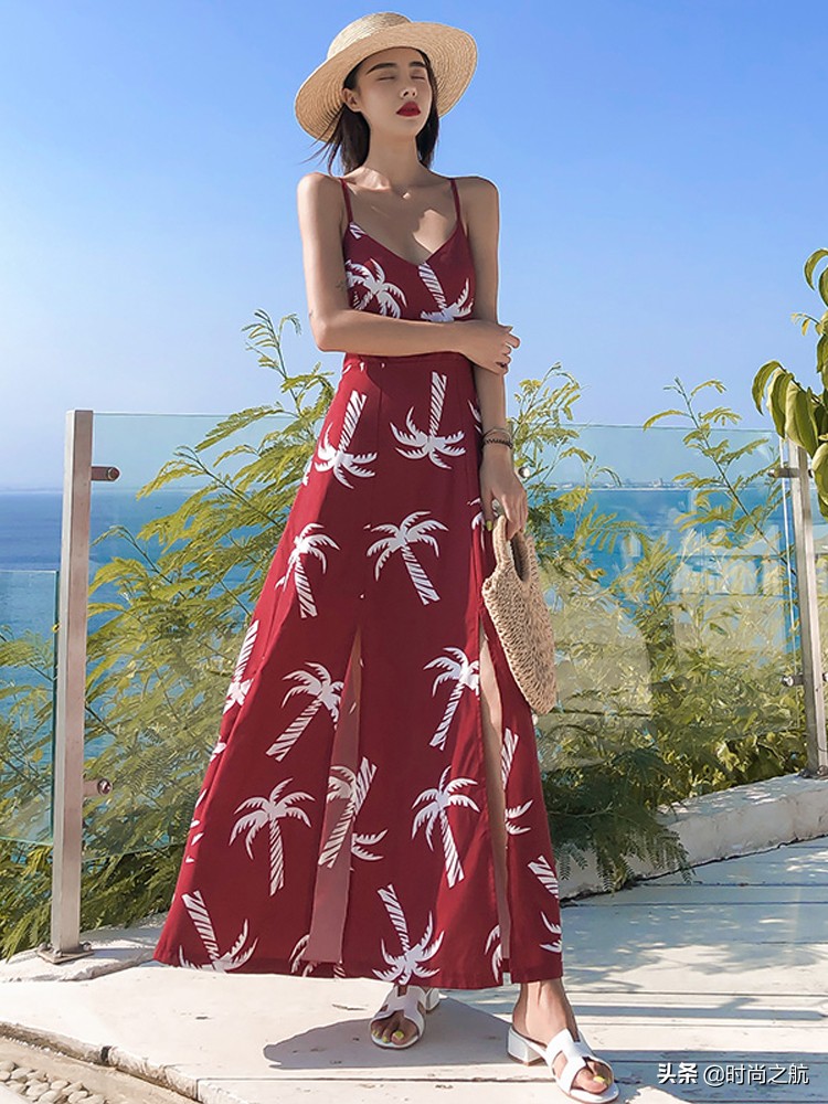吊带沙滩连衣裙,夏日度假吊带连衣裙