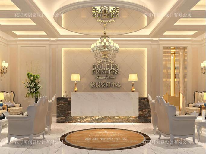 转角美容院装修效果图,美容院装修风格案例图法式