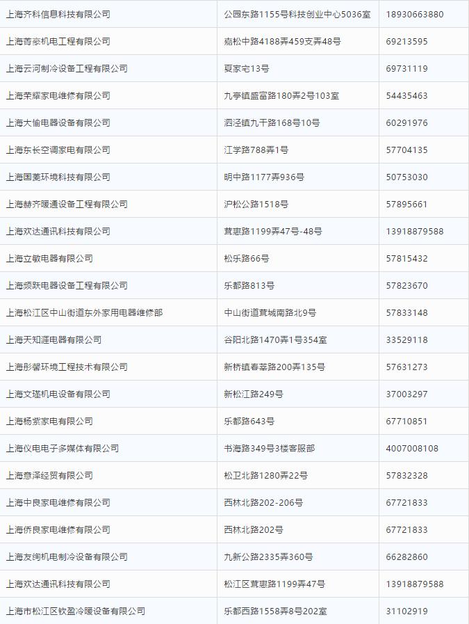 上海家电24小时上门维修价格表,上海阿兵家电维修电话