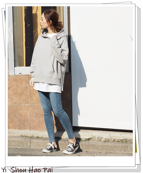 thombrowne灰色卫衣5码上身效果,灰色日系卫衣