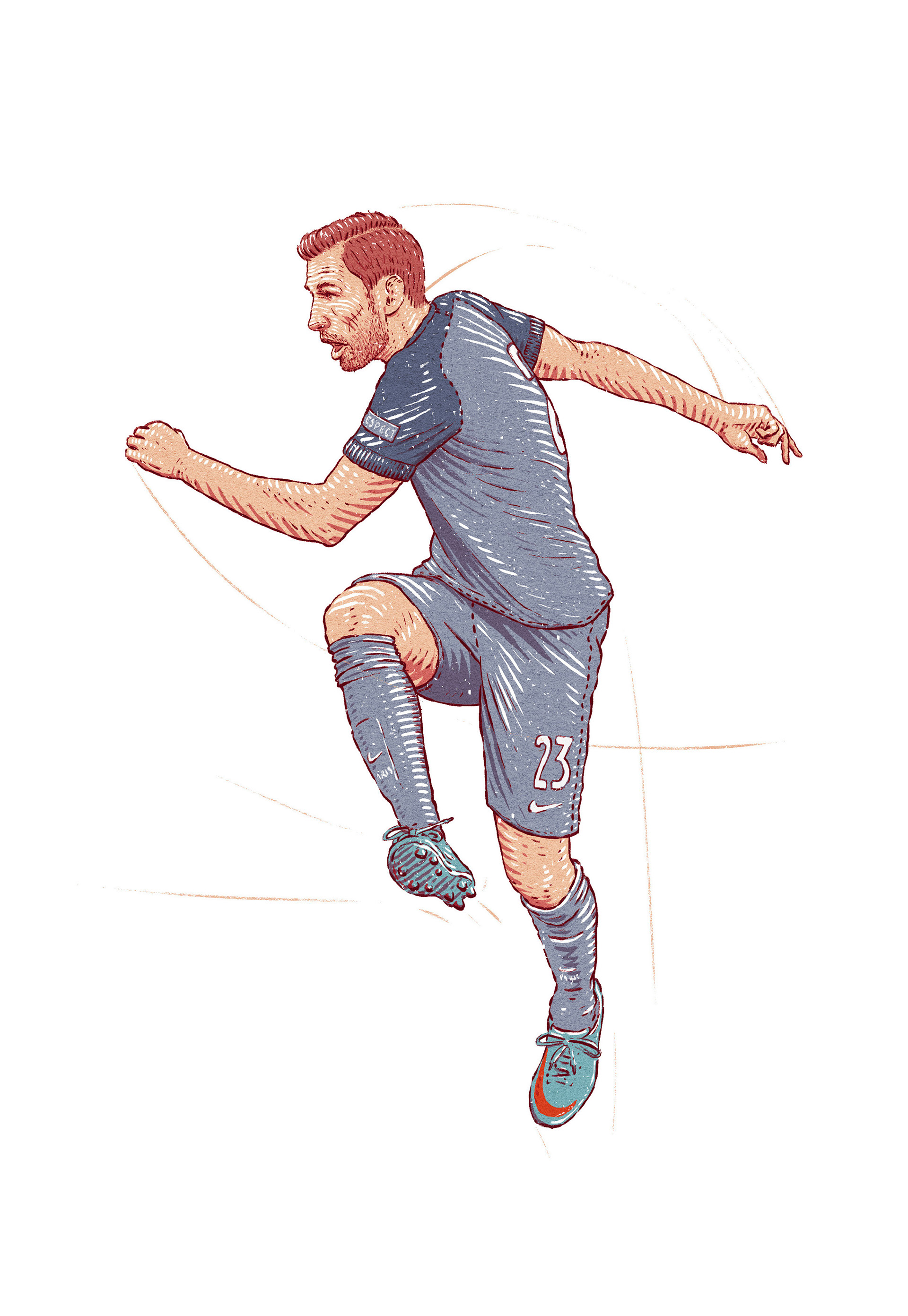 纯手绘足球运动员,关于足球的手绘画