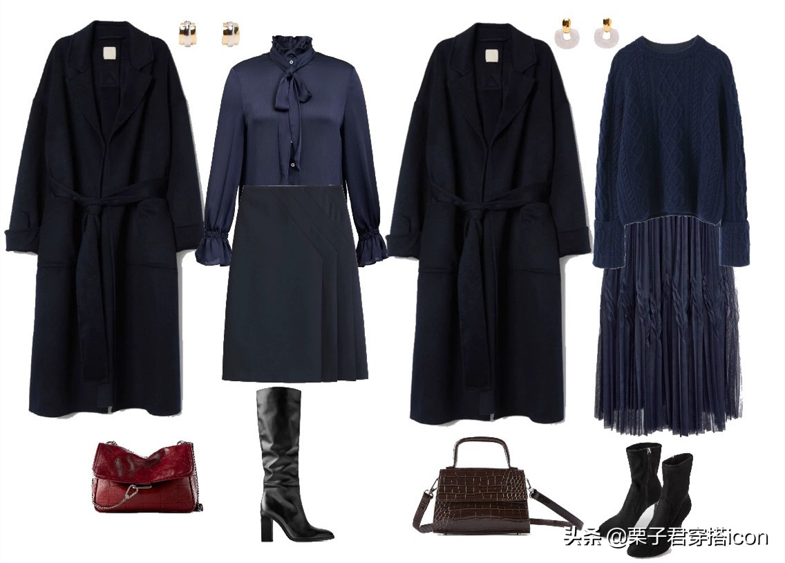 穿搭女新年搭配高级感,藏蓝色外套搭配什么内搭显高级