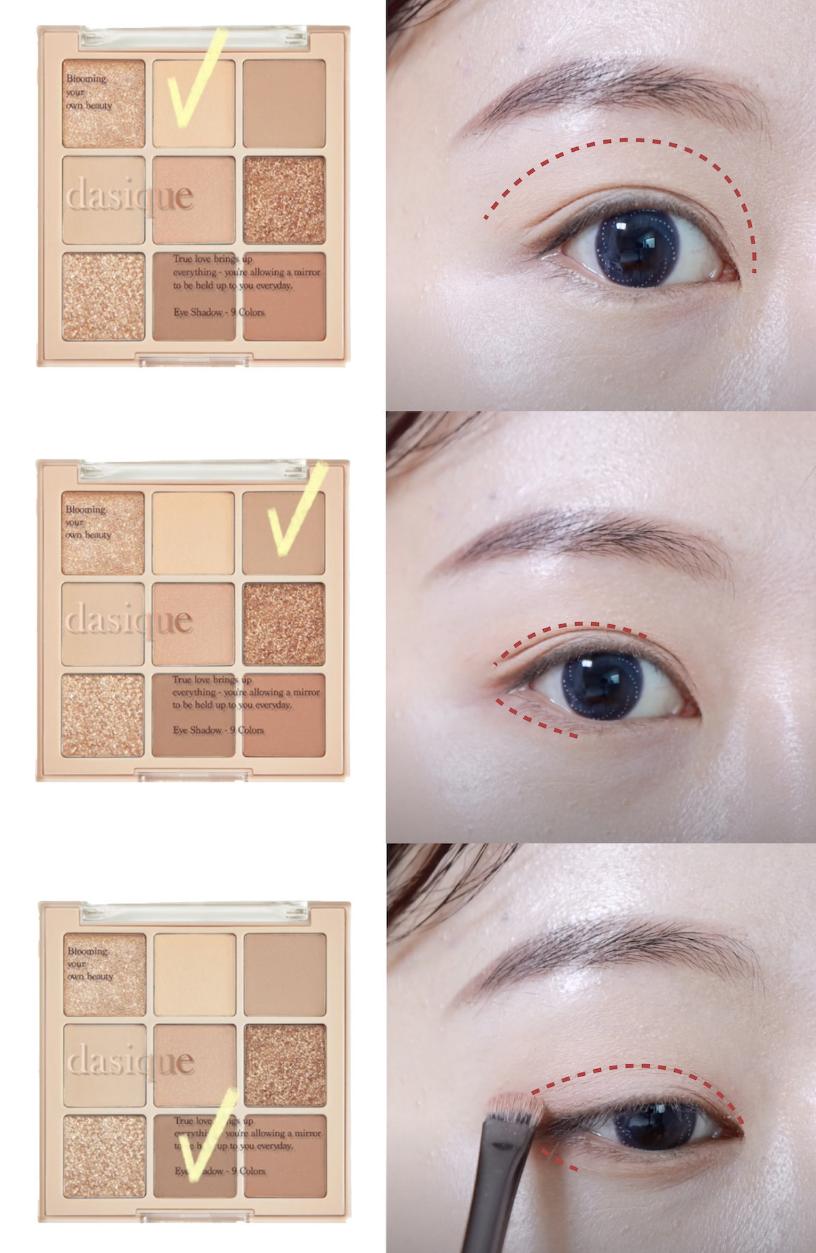 眼妆教程韩妆,韩黛妍眼影盘教程