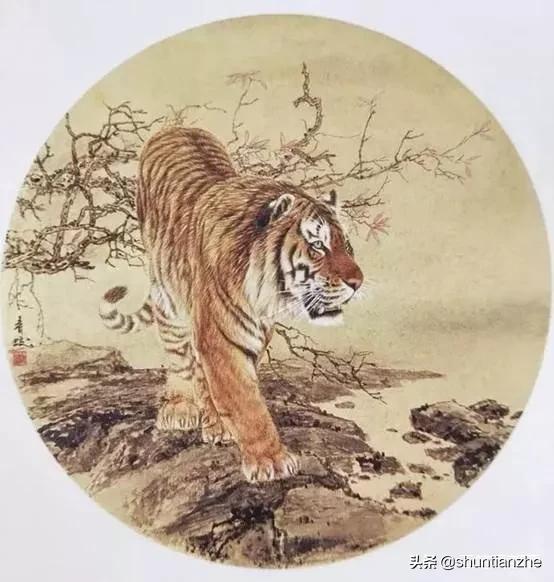 工笔老虎技法教学视频,工笔老虎胸毛的撕毛法