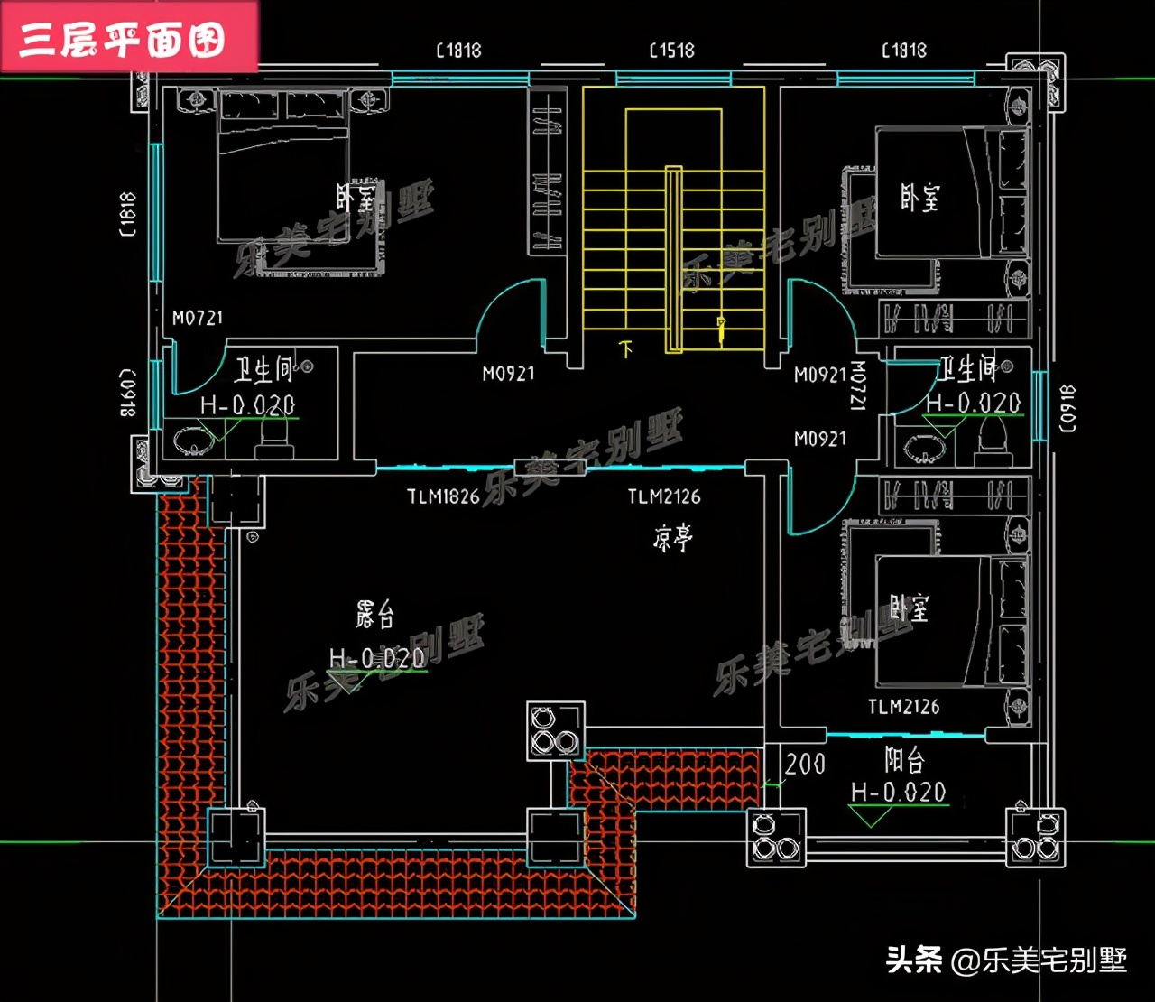 10x10米三层平顶别墅免费图纸,三层双拼复式9x10别墅户型图纸