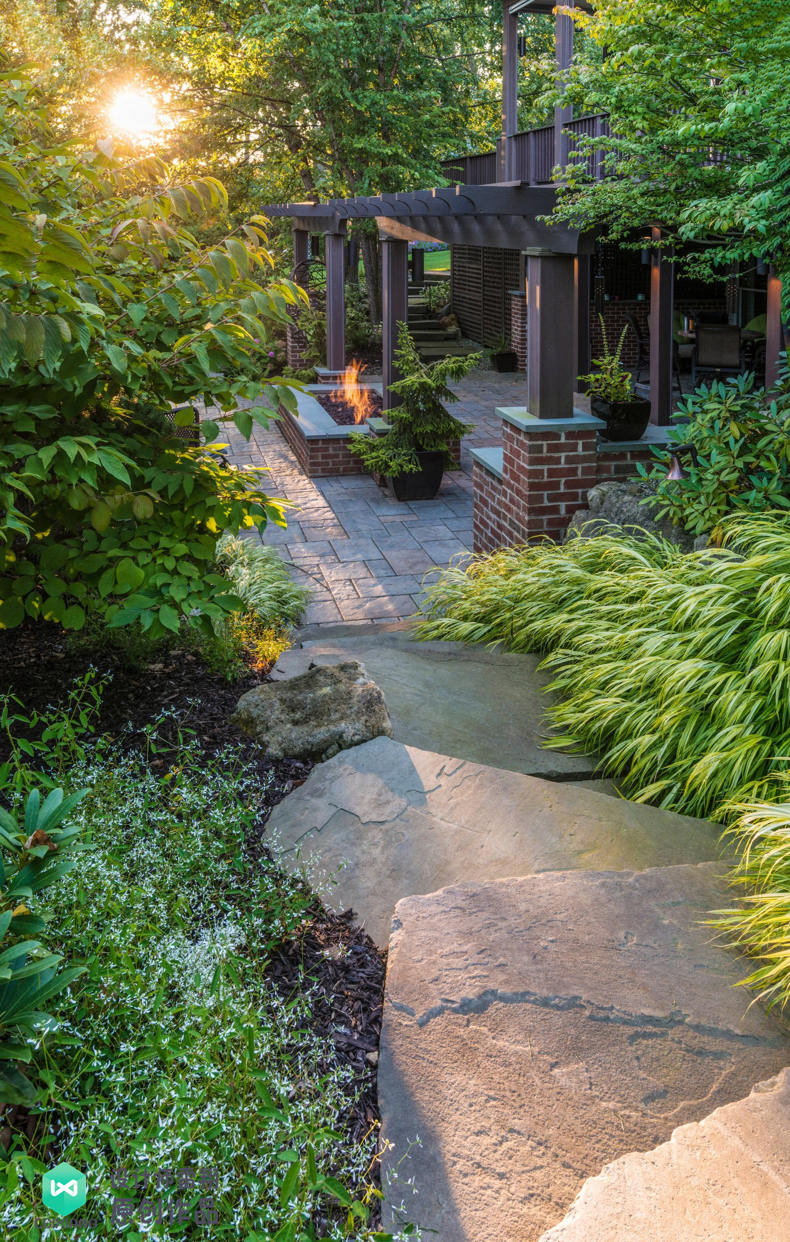 庭院石板如何铺,1.2米庭院路石板铺设效果图