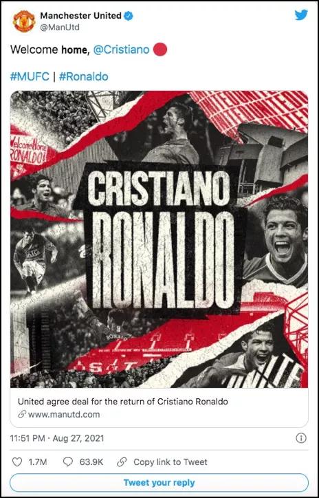 “C罗，欢迎回家！”丨克里斯蒂亚诺·罗纳尔多同意曼联回归