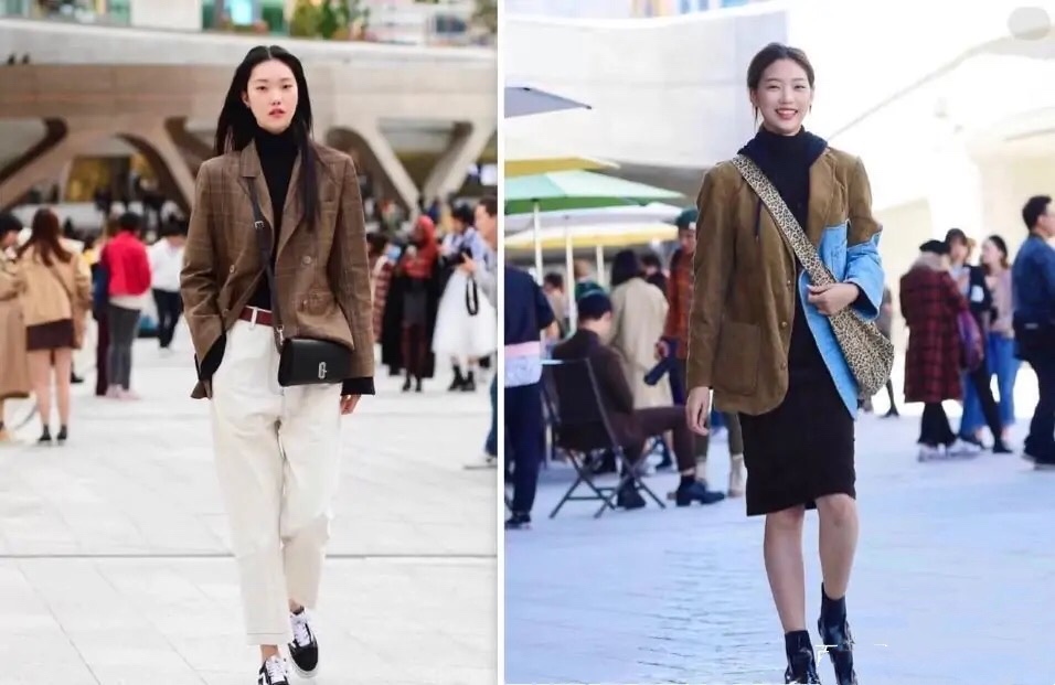 韩国女神穿搭,又飒又美的韩国女孩街拍穿搭示范