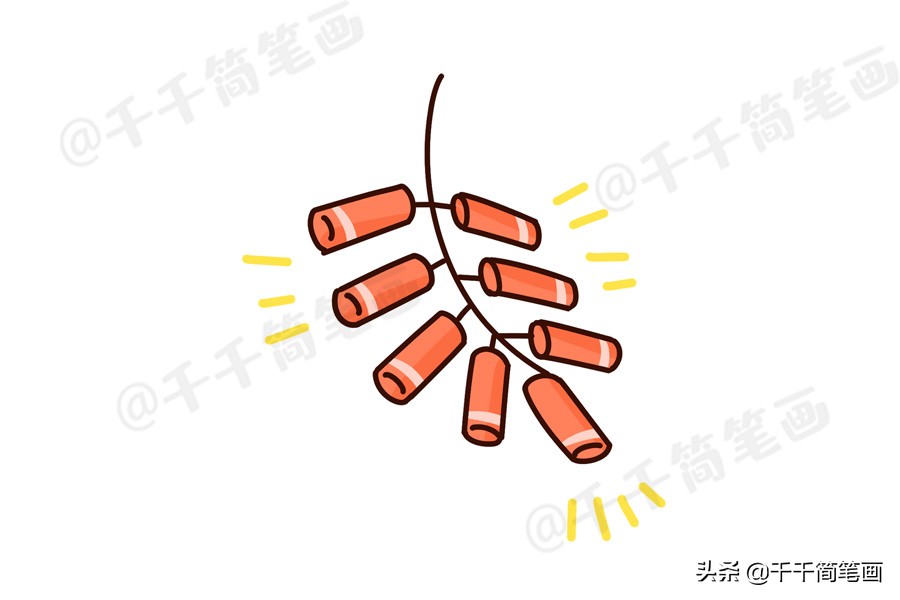 鼠年新年主题简笔画大全,鼠年元旦简笔画带颜色