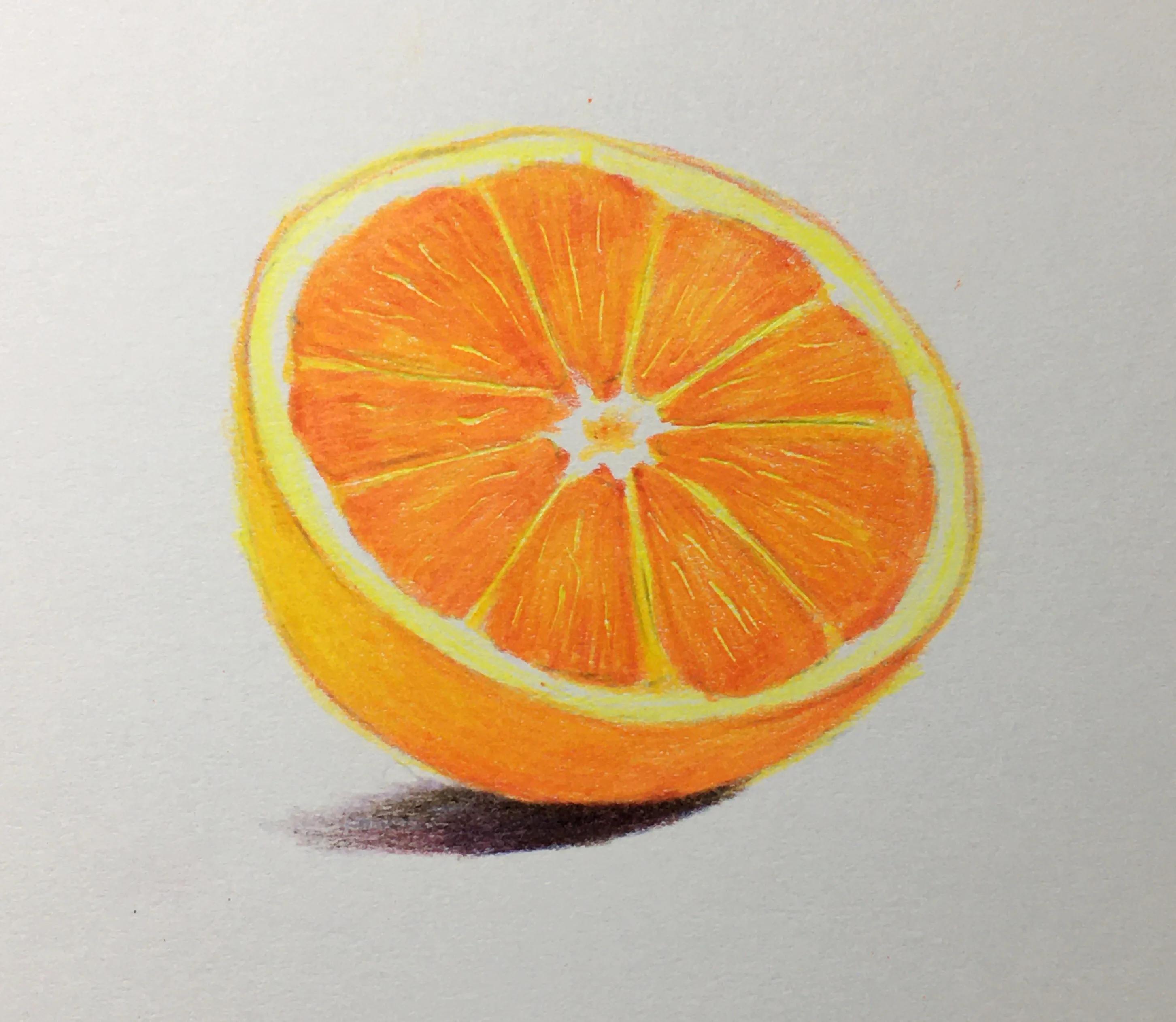 画橙子彩铅,用彩铅画橙子