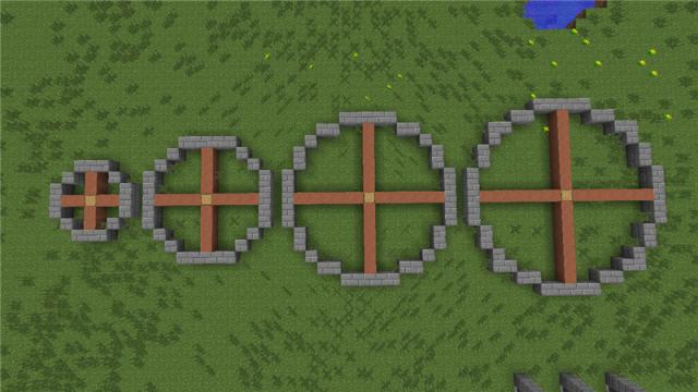 在mc中画14*14圆,我的世界如何画一个圆坑