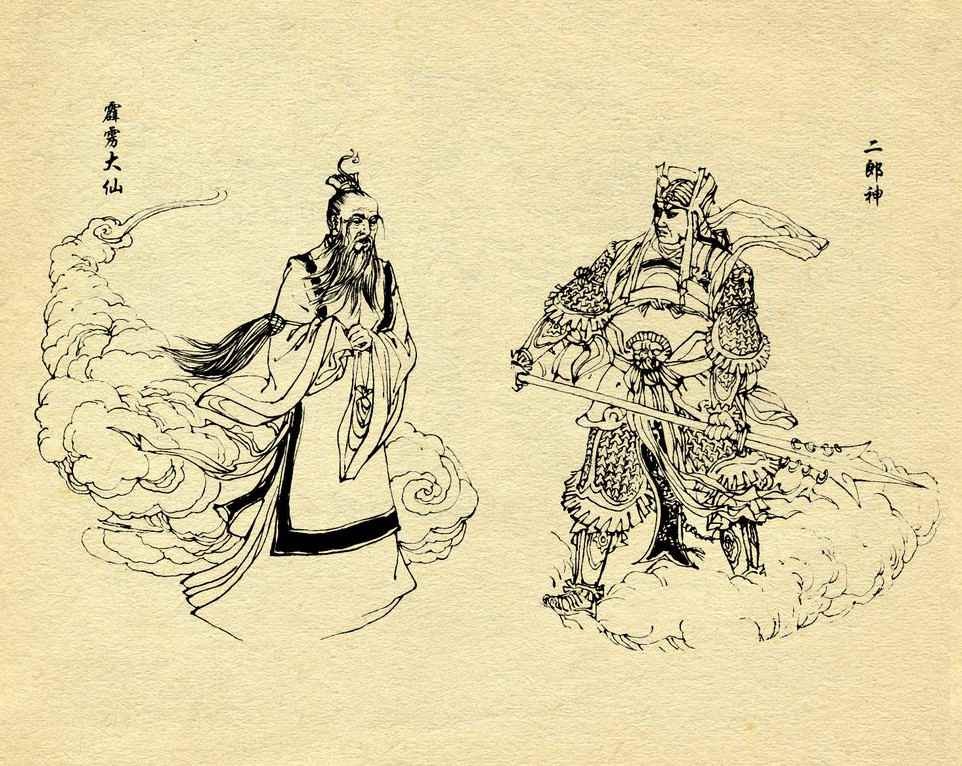 神话故事连环画6个画面,民间故事沉香救母连环画