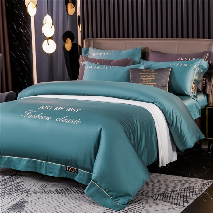 全棉澳绒刺绣四件套,新款80支长绒棉高端刺绣四件套