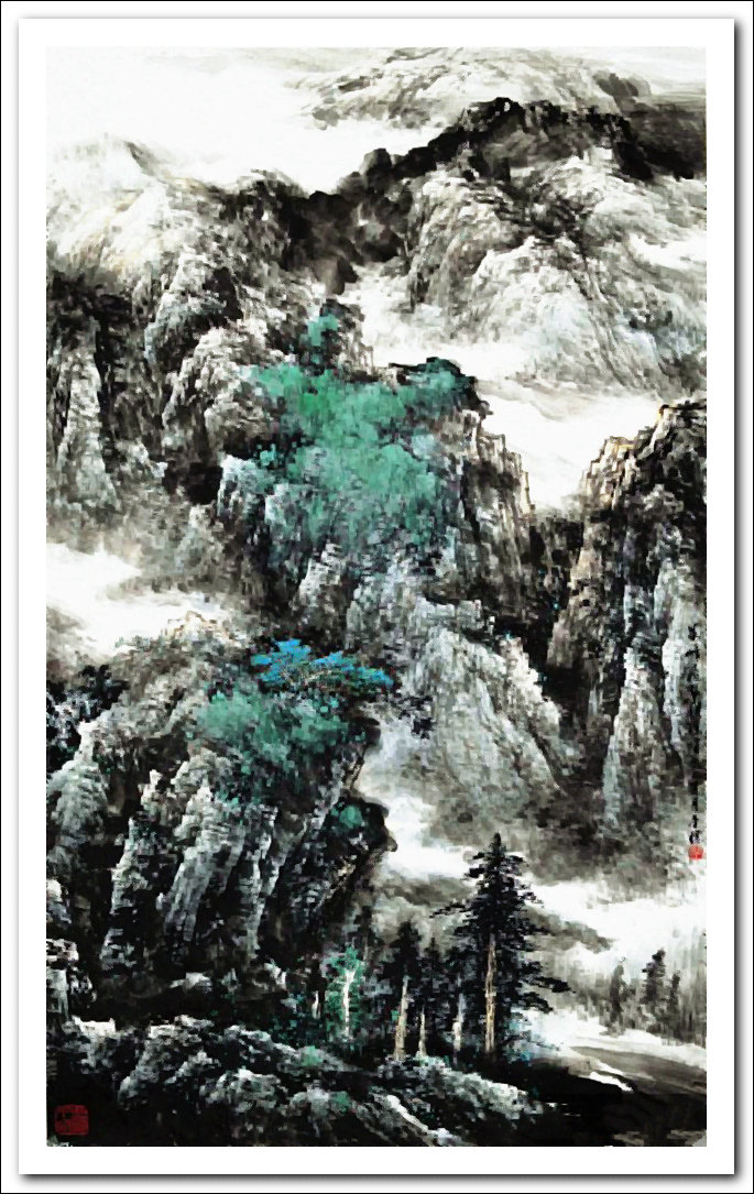 溪山国画山水画,郭金标山水画大全