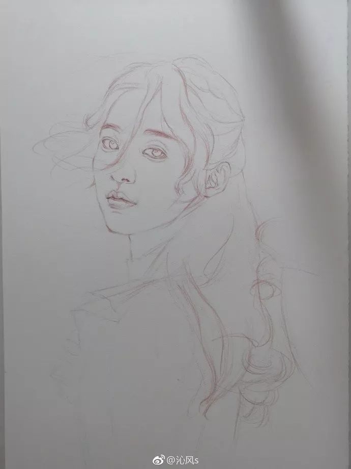 彩铅画美丽的山水画,彩铅画美人蝴蝶