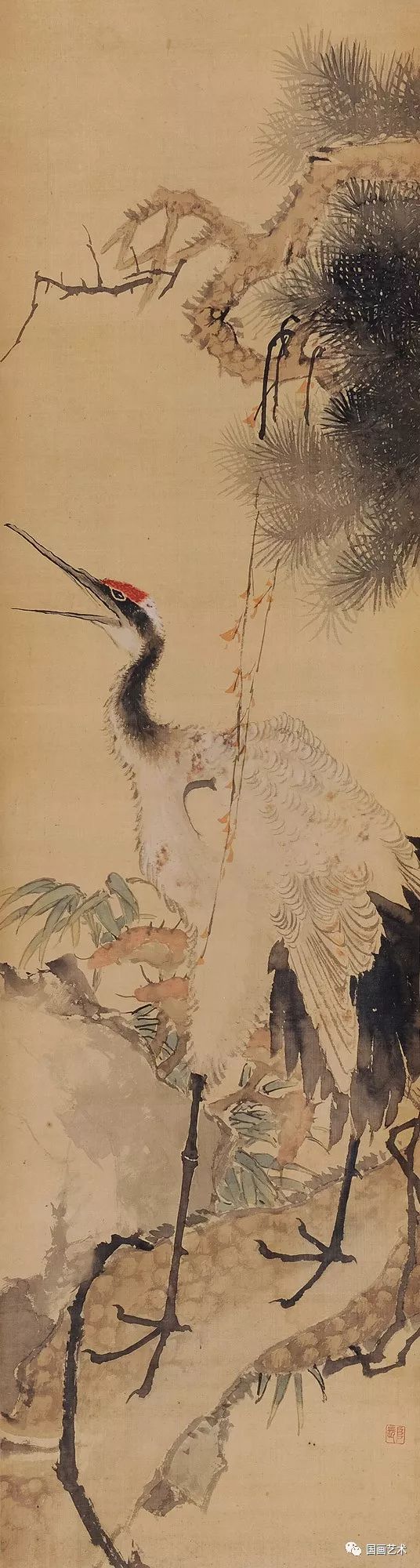 松鹤延年比较有名的图画,写意松鹤图看一下