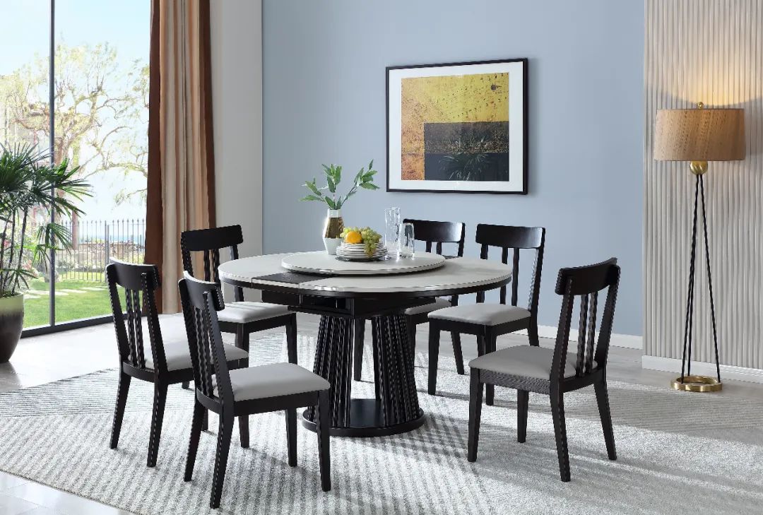 旋转伸缩餐桌岩板带电磁炉,可伸缩多功能电磁炉家用餐桌